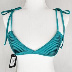 Sail On Honey Bikini Top Women M Palmy Pleated teal String Bikini NWT SA003PAL